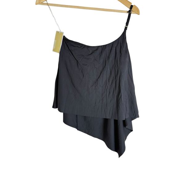 MICHAEL Michael Kors Black Logo Chain One Shoulder Tankini Swim Top Size Small - Picture 8 of 9